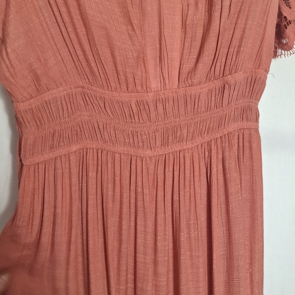 J Gee Cottagagecore Maxi Dress Lace Trim Short Sleeve Wedding Western Medium - Picture 5 of 13